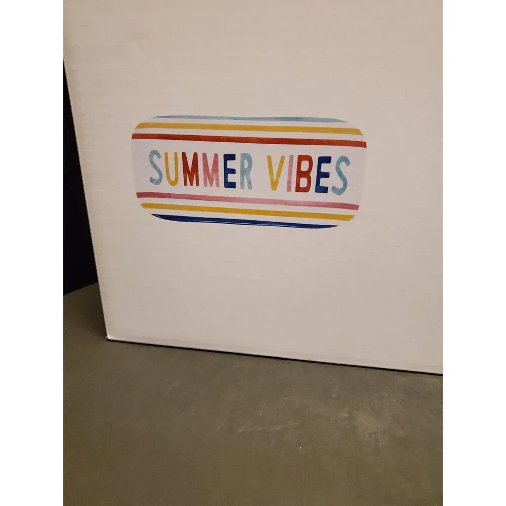Market Square Stripe Trays Summer Vibes 2 Pc BPA Free Multicolor Colorful New